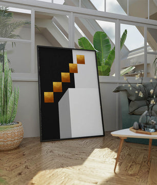 Modern abstract geometric artwork with gold accents - Mi tienda