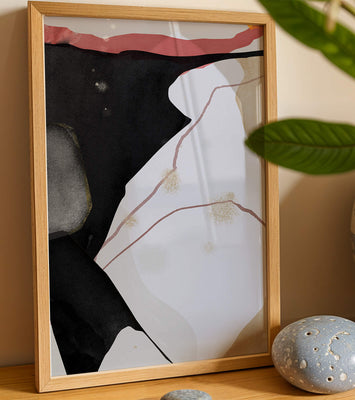 Abstract Composition with Bold Black and Subtle Gold Accents