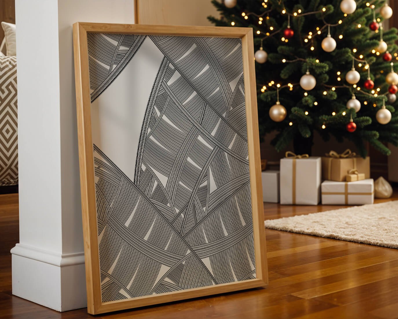 Detailed Abstract Geometric Pattern with Interwoven Stripes - Mi tienda