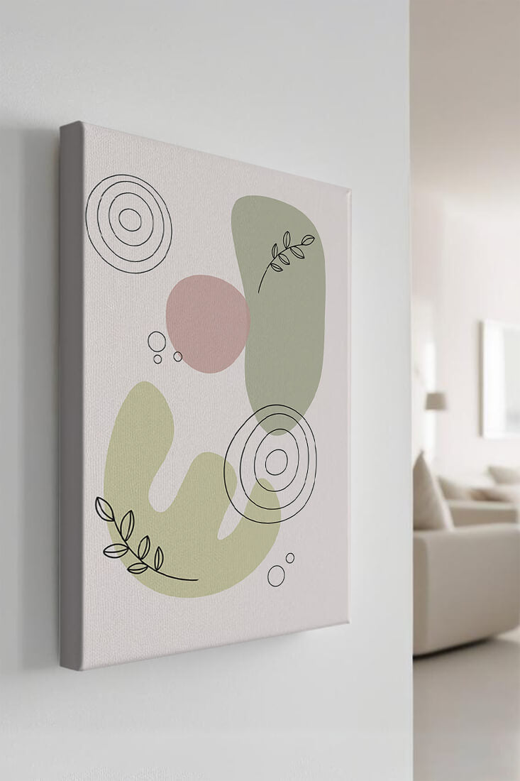 Abstract shapes and leaves in minimalistic design