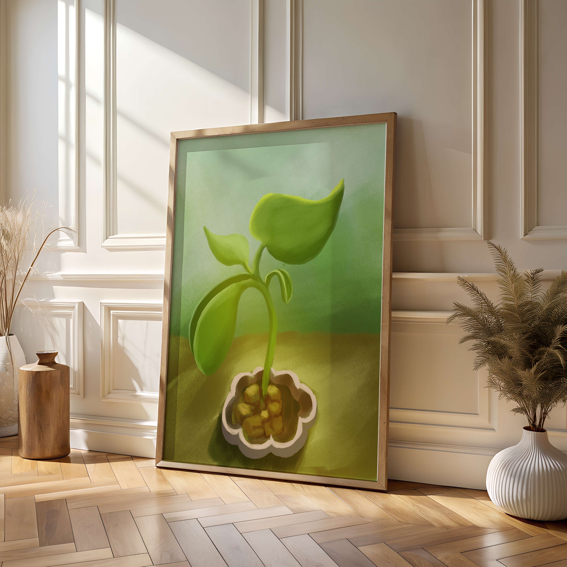 Young Green Plant Emerging from the Soil