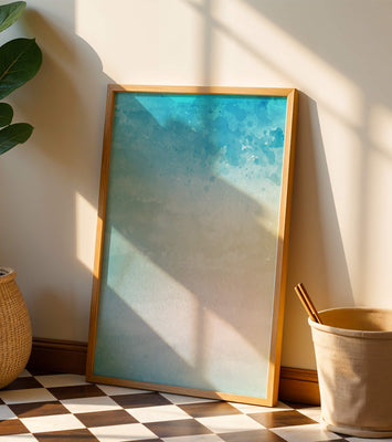Pastel watercolor background with blue and beige gradient