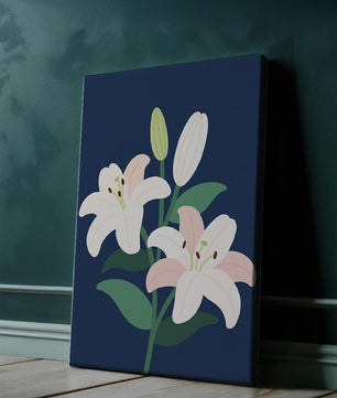 Elegante Lilien auf dunklem Blau