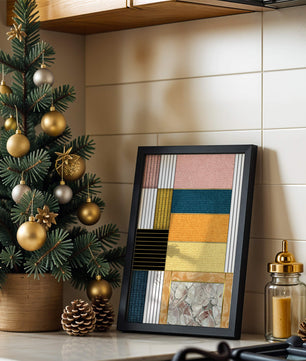 Geometric Abstract Art with Textured Blocks and Gold Accents - Mi tienda