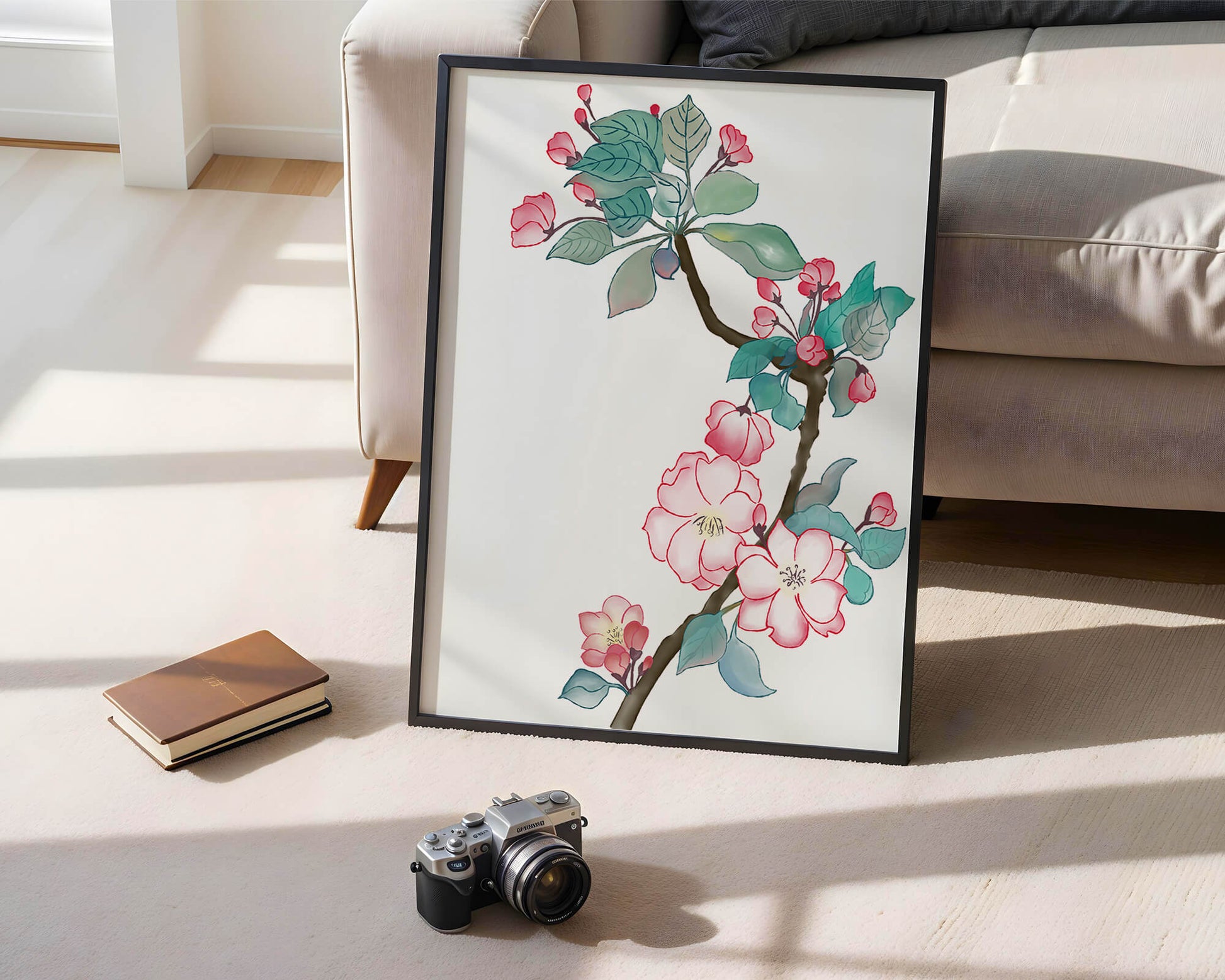 Elegant floral watercolor illustration with cherry blossom