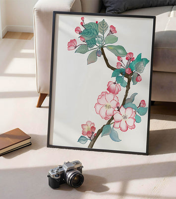Elegant floral watercolor illustration with cherry blossom