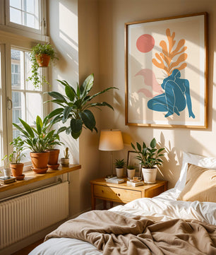 Abstract Nude Figure in Minimalist Design with Botanical Elements - Mi tienda