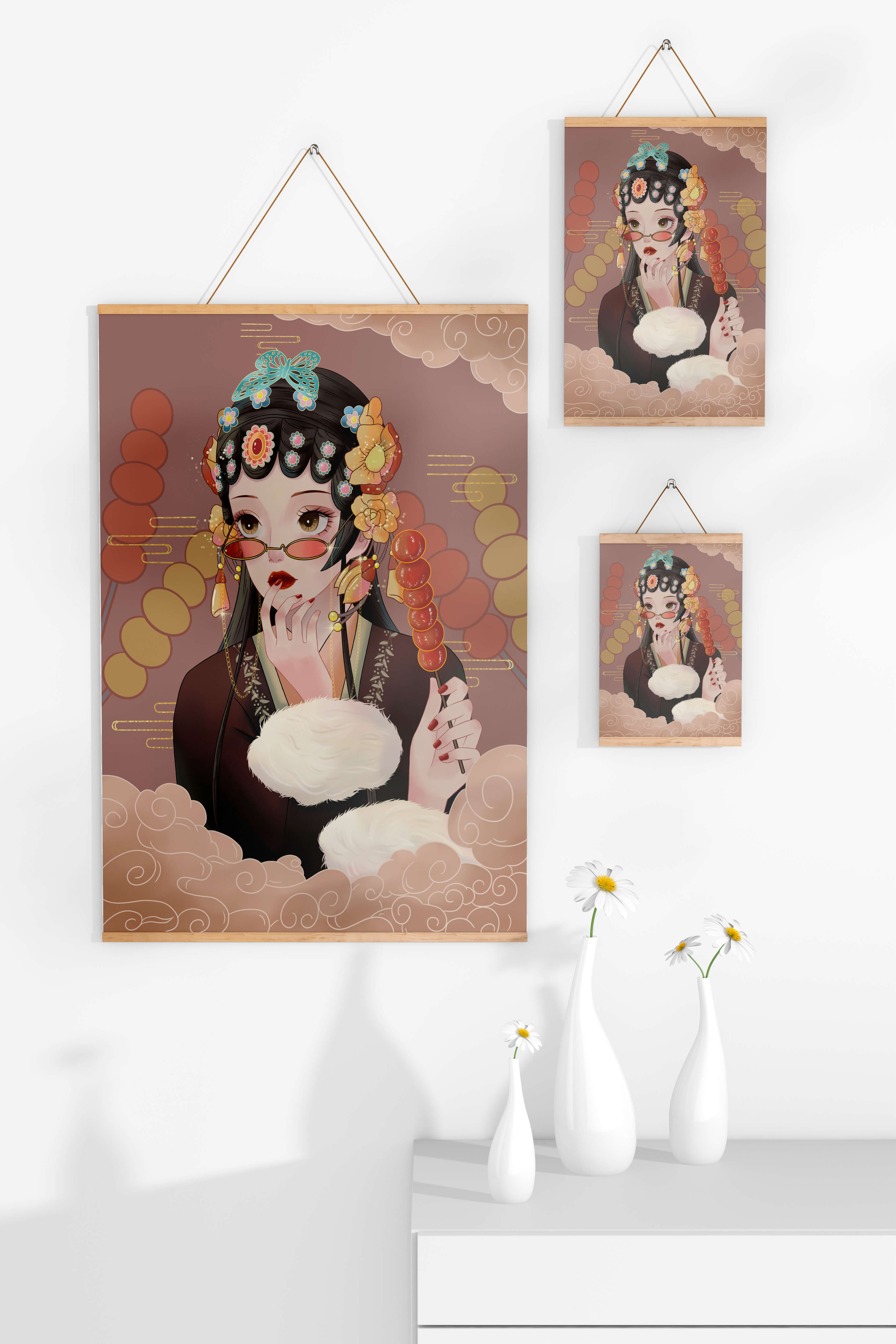 Elegant woman in traditional attire with floral hairpiece