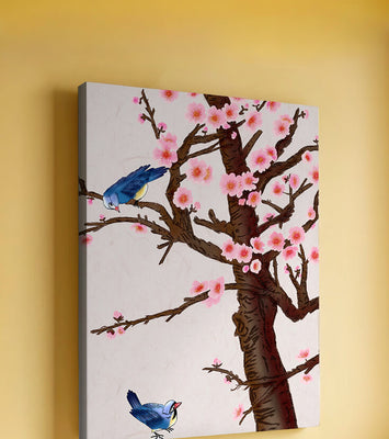 Charming illustration of cherry blossom tree with birds