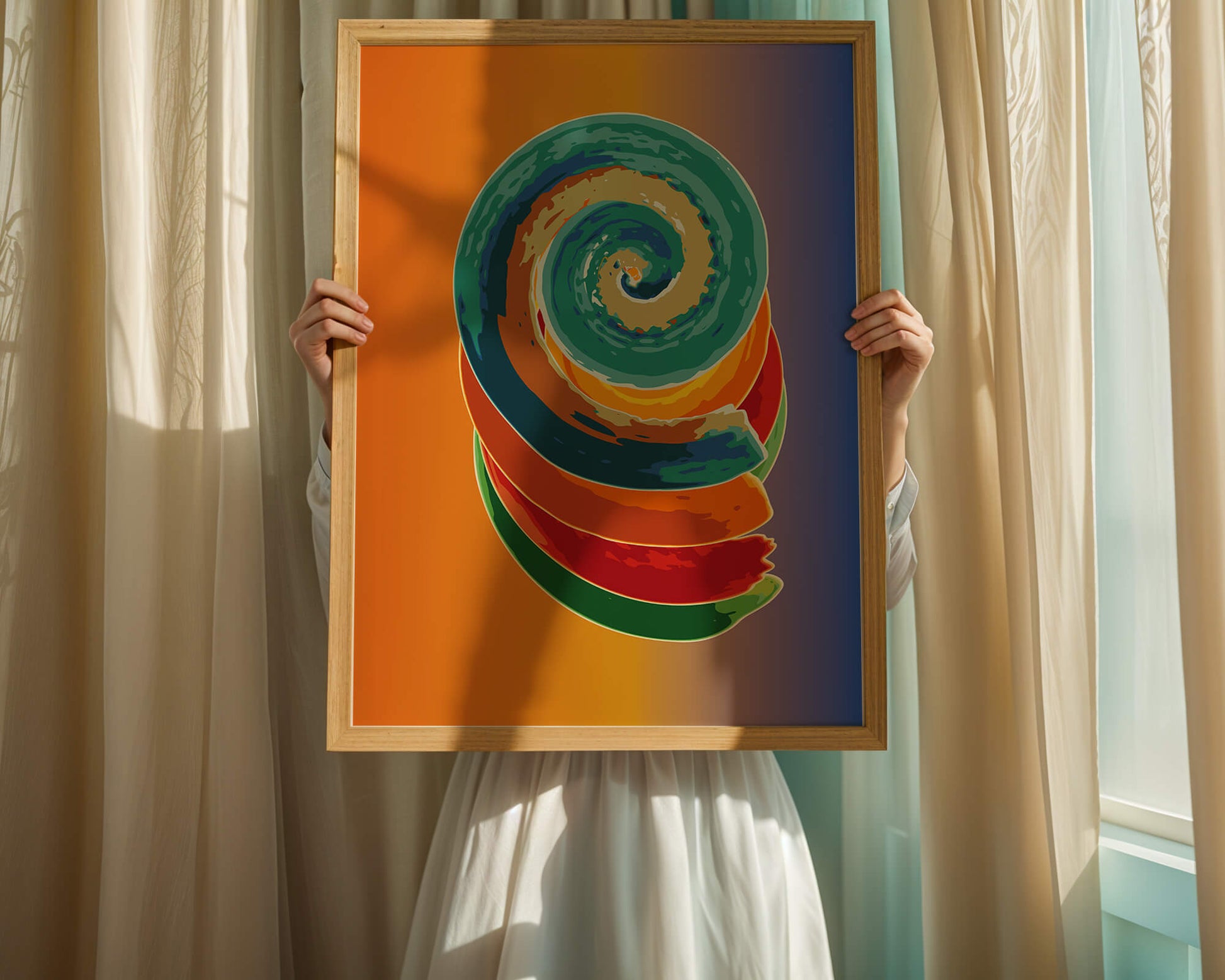 Bunte Spirale abstrakte Kunst mit lebendigem Farbverlauf Hintergrund