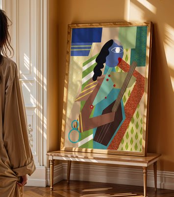 Colorful abstract geometric art with musical theme
