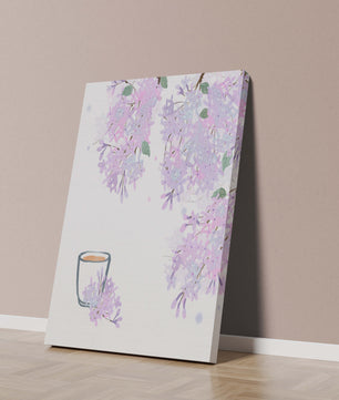 Elegant floral illustration with lilac blossoms and delicate branches