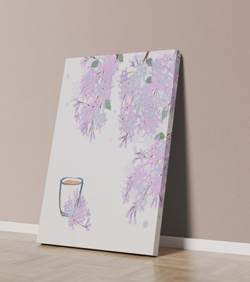 Elegant floral illustration with lilac blossoms and delicate branches