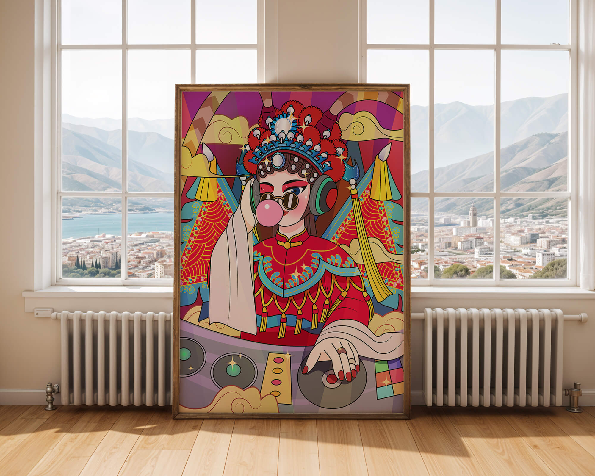 Vibrant DJ illustration combining traditional and modern elements