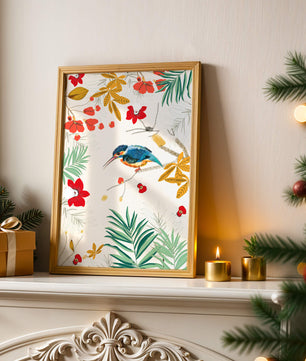 Oiseaux et feuillages colorés dans un décor botanique tropical