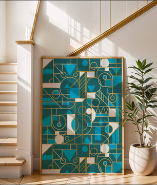 Design abstrait géométrique avec des accents dorés
