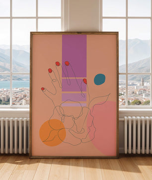 Abstract Line Art with Geometric Shapes and Hand Illustration