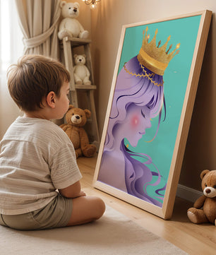 Elegant Purple-Haired Princess with Gold Crown - Mi tienda