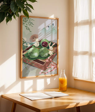 Charming Hasen mit Mochi und Berglandschaft