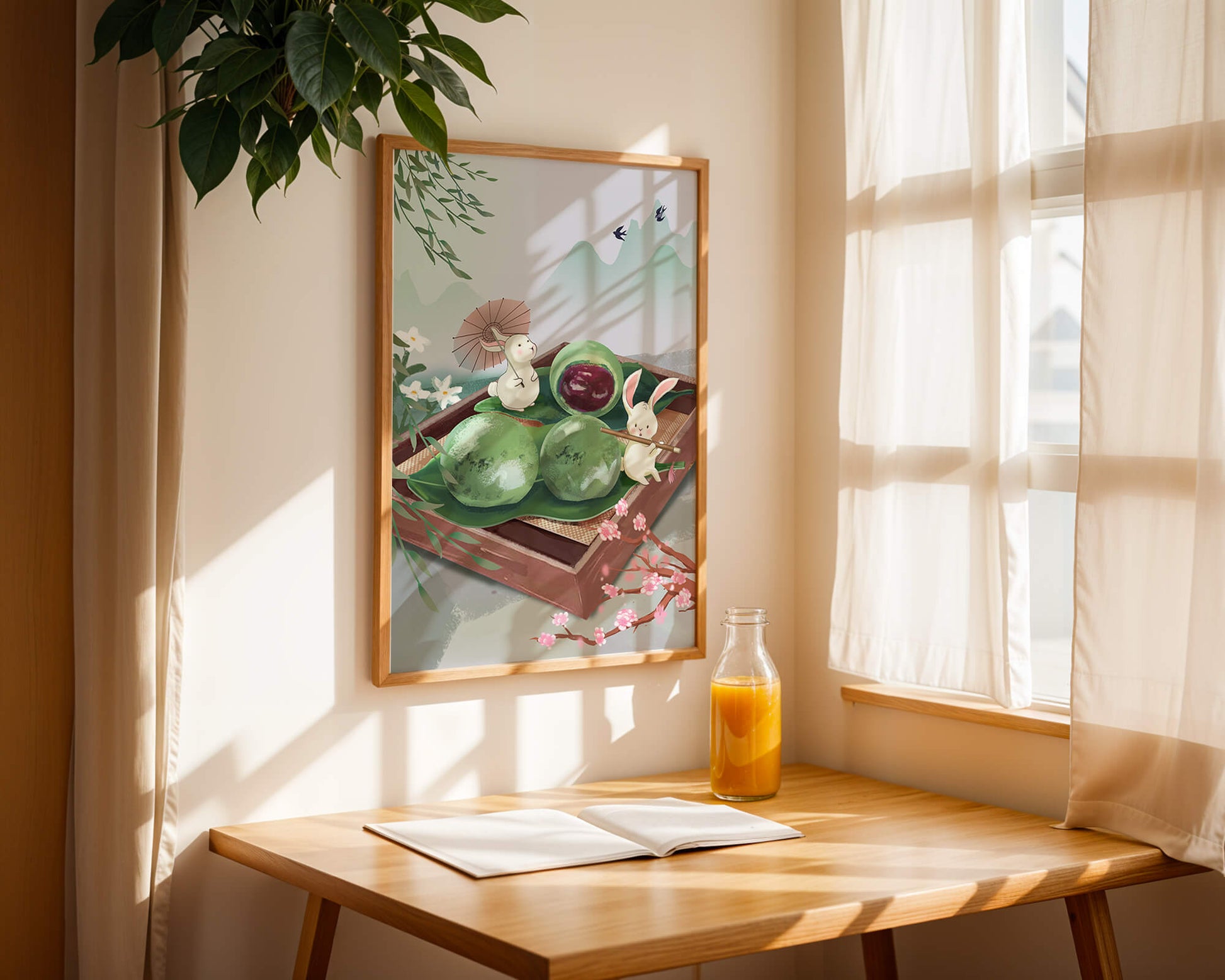 Charming Hasen mit Mochi und Berglandschaft
