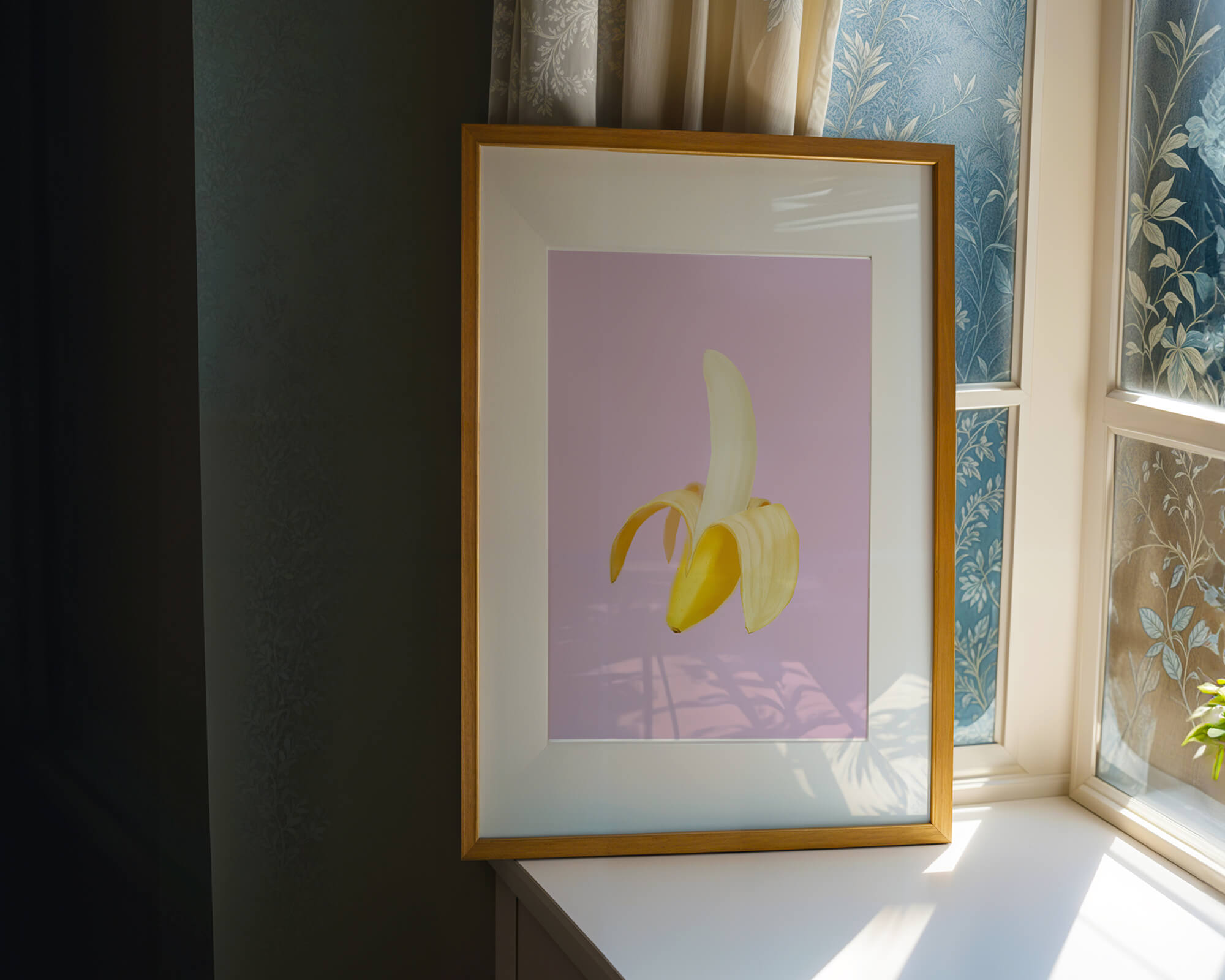 Open banana with purple background for vibrant decoration