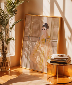 Traditional Chinese attire with gold embroidery and elegant design