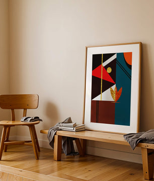 Arte abstracto geométrico con dorado y formas audaces