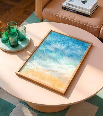 Abstract Ocean Waves with Blue and Sand Tones