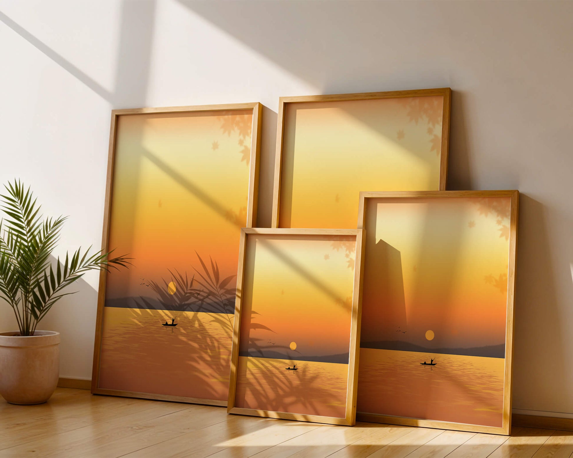Serene Sunset with Canoeing on a Tranquil Lake