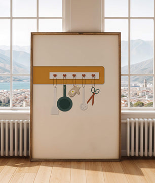 Kitchen Utensils Hanging on a Wall with Heart Hooks - Mi tienda