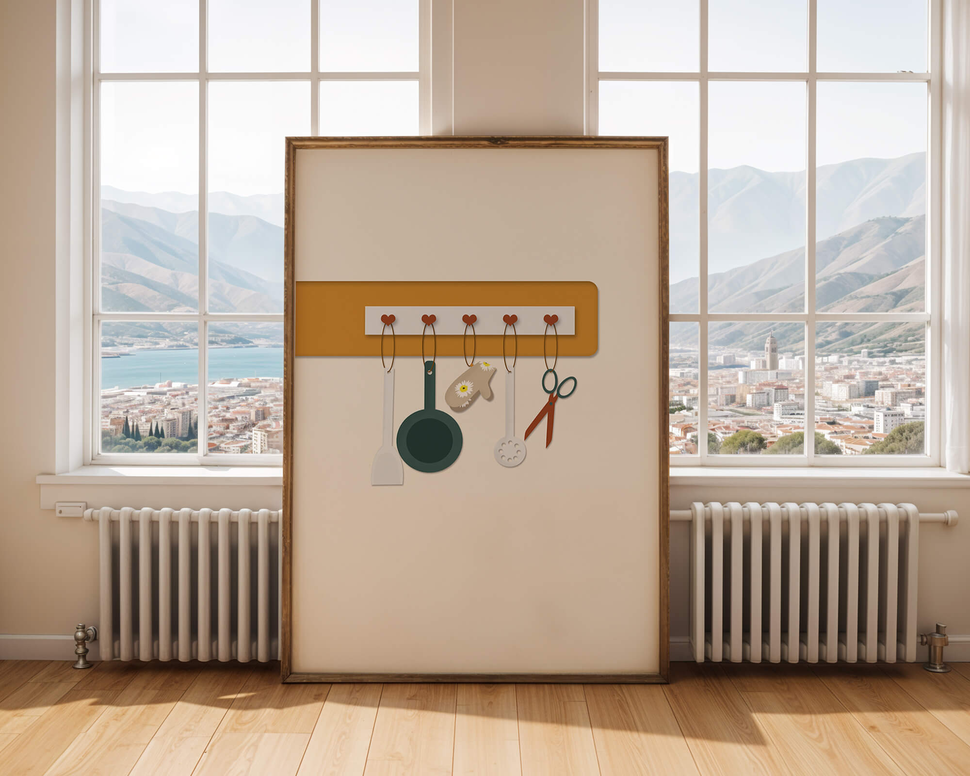 Kitchen Utensils Hanging on a Wall with Heart Hooks - Mi tienda