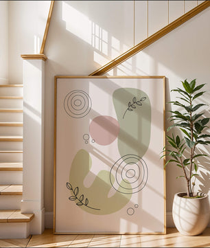 Abstract shapes and leaves in minimalistic design