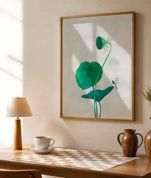 Lotus Flower and Dragonfly with Watercolor Effect - Mi tienda