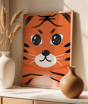 Illustration d’un visage de tigre adorable avec des traits marqués