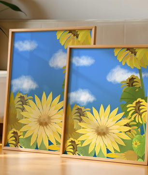 Sunny Sunflowers Against a Bright Blue Sky
