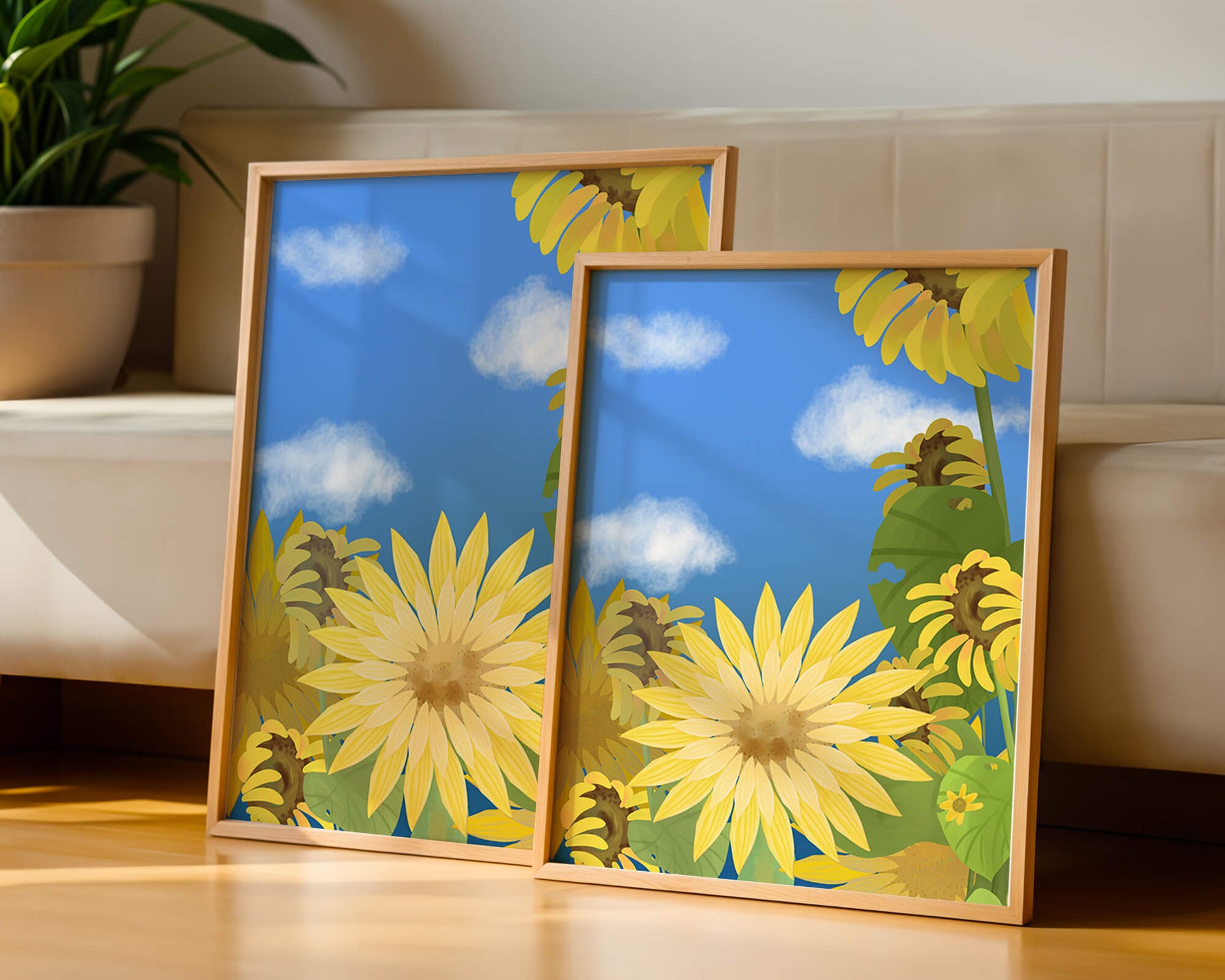 Sunny Sunflowers Against a Bright Blue Sky
