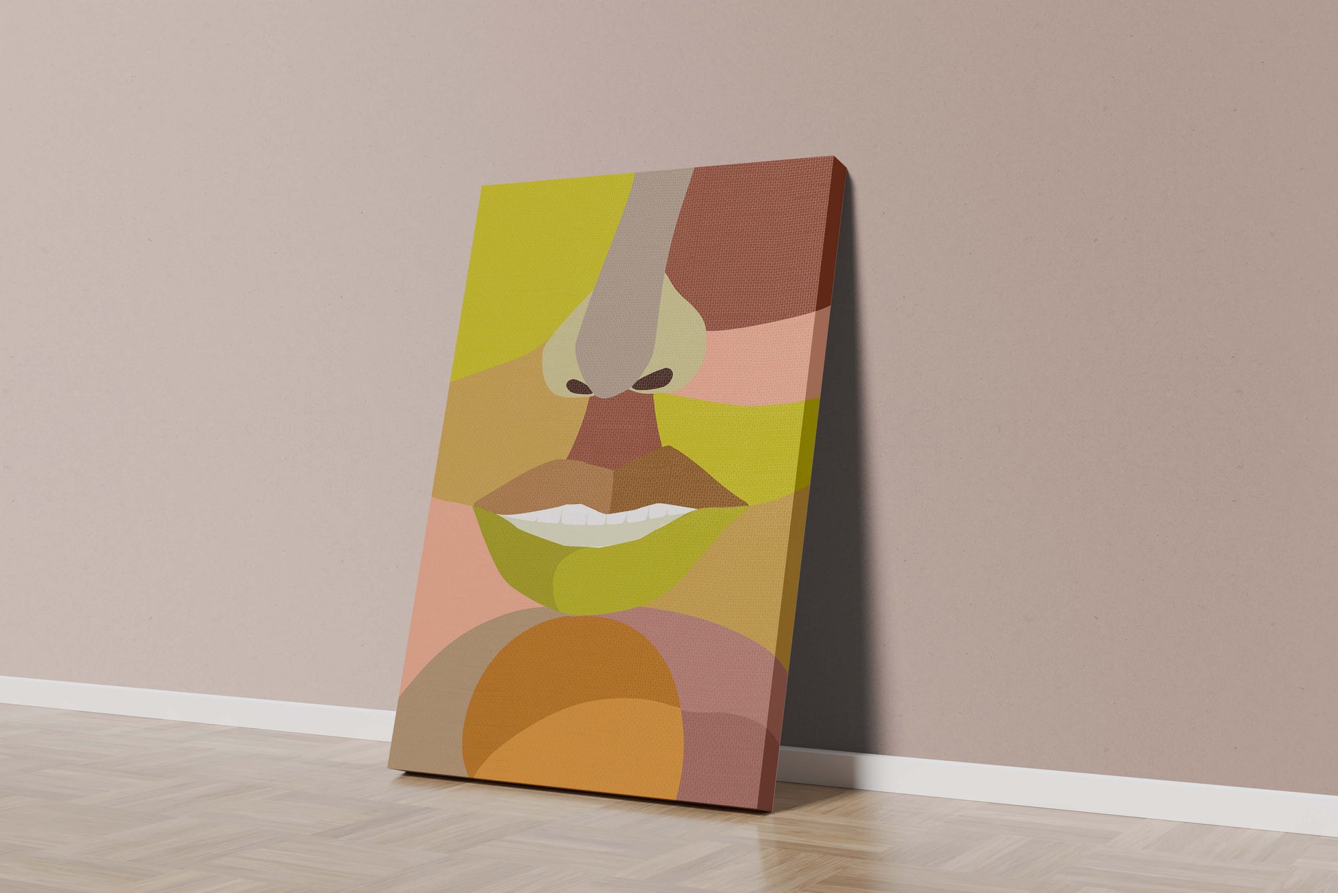 Retrato abstracto colorido con formas geométricas audaces