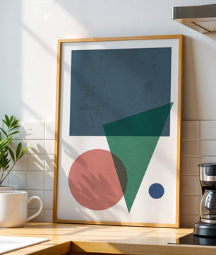 Abstract Geometric Composition with Overlapping Shapes on Textured Background - Mi tienda