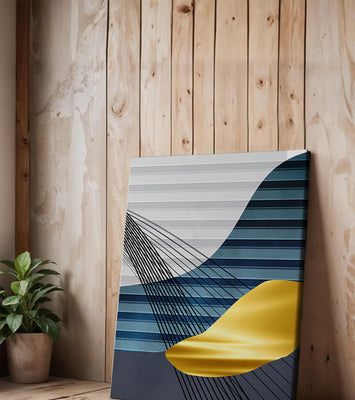 Abstract Composition with Blue and Gold Elements
