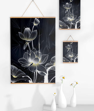 Elegant Abstract Lotus Flowers with Geometric Patterns