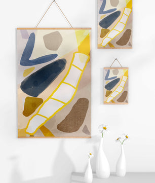 Abstract Design with Geometric Shapes in Earthy Tones and Gold Accents - Mi tienda