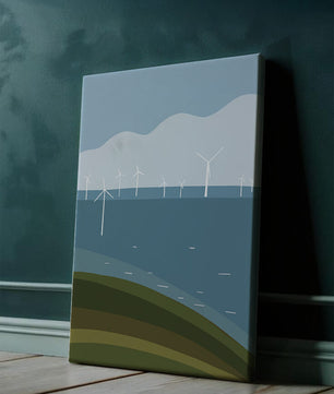 Wind Turbines on Rolling Hills Against a Clear Blue Sky