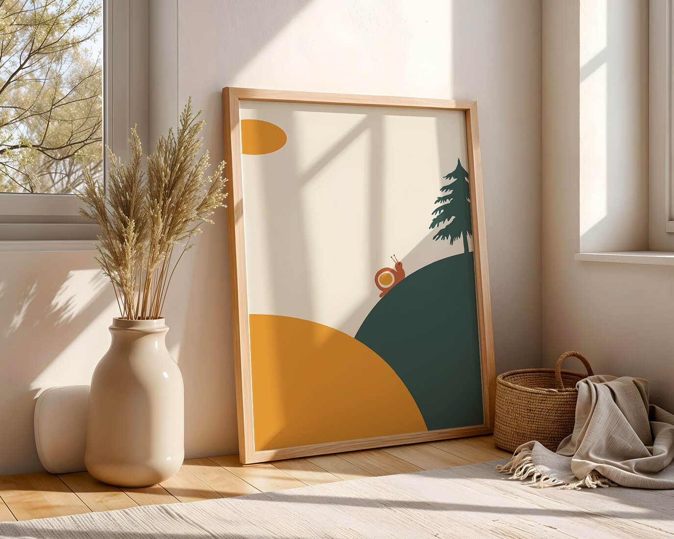 A Snail Climbing a Hill in Minimalist Nature Art - Mi tienda