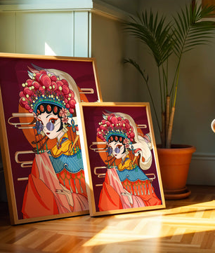 Illustration élégante de personnage d'opéra chinois aux couleurs vives