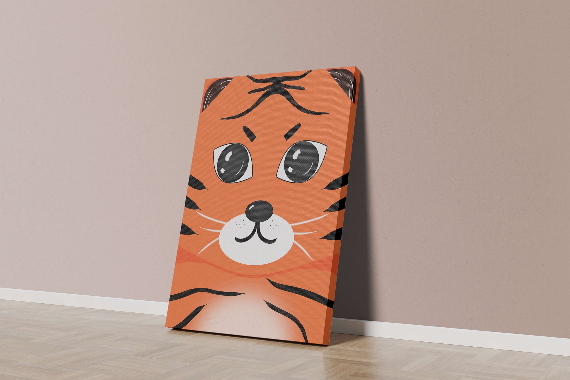Adorable tiger face illustration with bold features