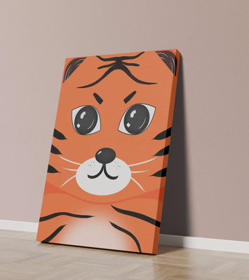Adorable tiger face illustration with bold features