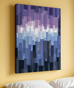 Abstrakter pixeliger Farbverlauf mit Blau- und Lilatönen