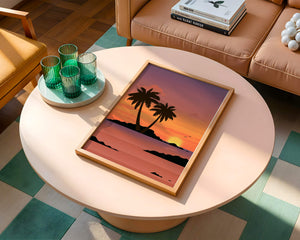 Sunset Over Tropical Island with Palm Trees and Birds - Mi tienda