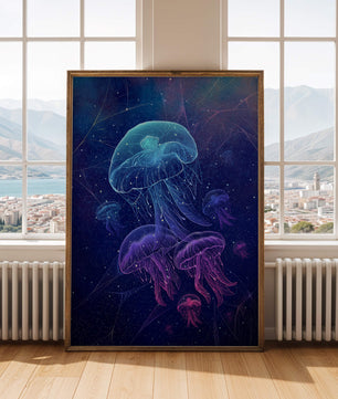 Jellyfish Illuminated in Magical Ocean Scene