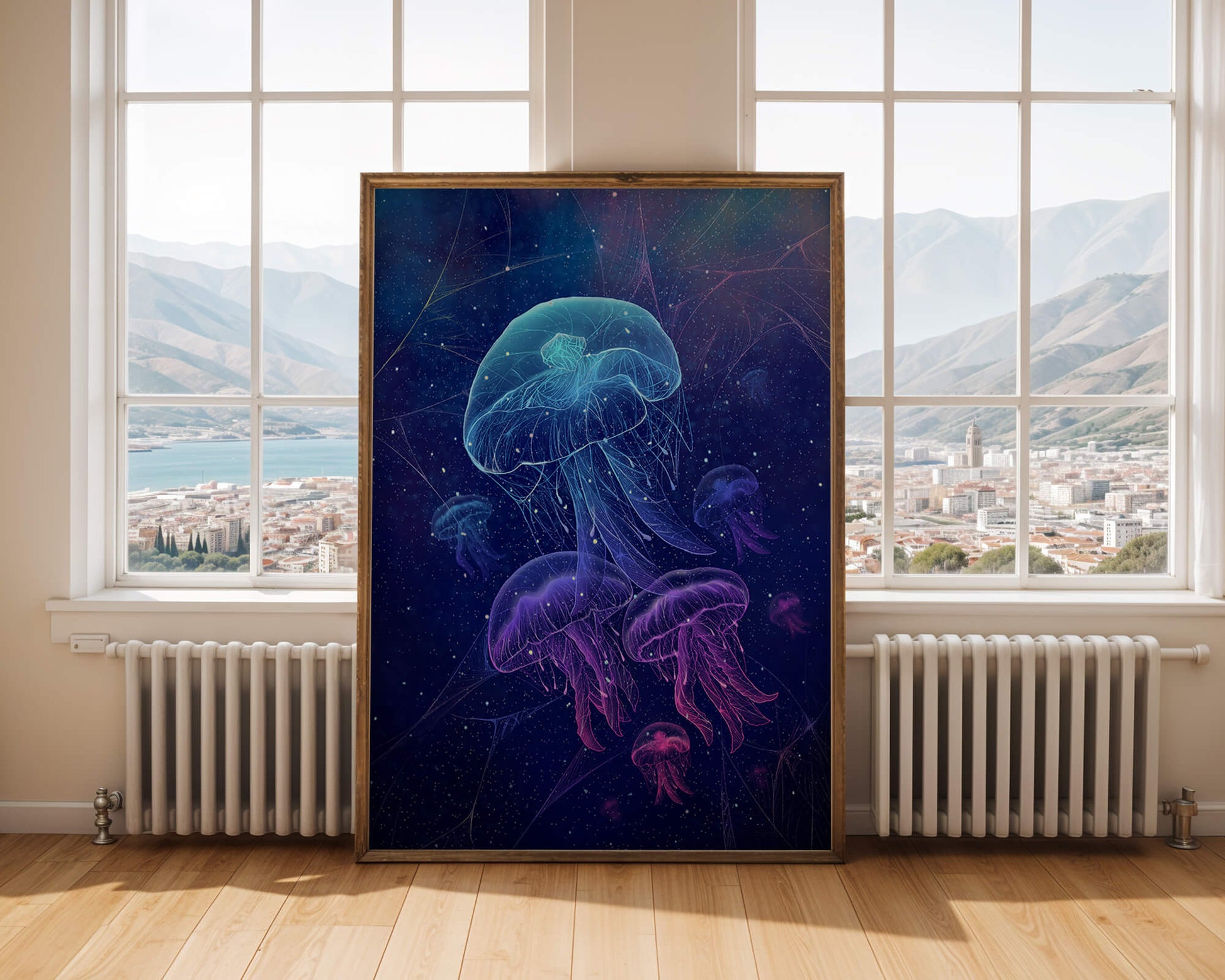 Jellyfish Illuminated in Magical Ocean Scene